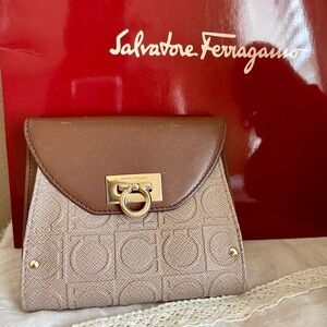 Salvatore Ferragamo Brown and Tan Women's Wallet to match handbag